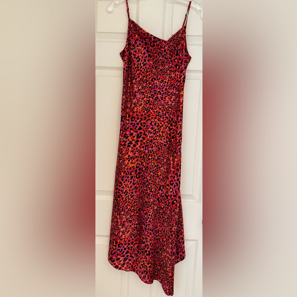 Karl Lagerfeld Red and Pink Leopard Print Maxi Dress